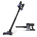 WOWGO Aspirador Inalámbrico, Escoba Eléctrica 4 en 1 con Batería Extraíble 2600mAh, Autonomía 40 min, 2 Niveles Succión, Filtrado 4 Niveles, Manguera Telescópica, Cepillo Eléctrico LED