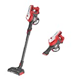 Hoover H-FREE 100 HF122RH 011 Escoba Eléctrica Inalámbrica Recargable, Tecnología Ciclónica Sin Bolsa, Potente, Batería 22V, Autonomía 40 Min, Gris y Rojo