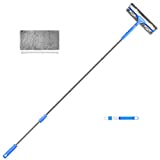 Mitclear Kit de limpiador de ventanas telescópico largo, cepillo limpiador de ventanas 2 en 1 con mango extensible, herramienta de limpieza de ventanas para el hogar, automóvil (167 cm)