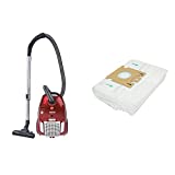 Aspirador Arrastre Hoover Telios TE75PET 011 con 5 Bolsas H30S Incluidas, Cepillo Parquet, Pelo Animal, Suelos y Alfombras, Filtro Epa, Potencia 700 W, Silencioso, Rojo