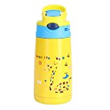 LZBDKM termo taza 400ML nuevo bebé infantil aspiradora ballena botella de agua bolso de paja niños hervidor dinosaurio termo de acero inoxidable