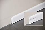 Mon Marché Déco - Zócalo hueco de PVC, función de pasacables, lote de 5, largo 1 m x alto 52,2 mm x 14 mm (blanco)