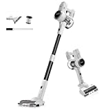 Aspirador inalámbrico AZMKOO V601, 380W 26Kpa Potente escoba eléctrica inalámbrica con motor sin escobillas, sistema de filtro de 5 capas, batería extraíble de 45 minutos, varillas telescópicas, con 3 LED