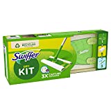 Trampa para polvo seco y húmedo Swiffer, 1 escoba, 8 paños secos, 3 paños húmedos, captura y atrapa el polvo y el cabello, elimina la suciedad y las bacterias, para todo tipo de pisos, kit de inicio