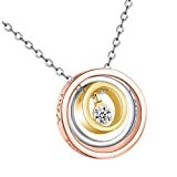 Mujeres Tres Anillos Collares Tres Anillos Colgante Plata Plata Corazón Rosa Collares Madre Hija Collar Día de la Mujer Collar Regalos para Mujeres //