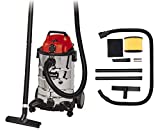 El cubo Einhell TC-VC 1930 SA aspira sólidos y líquidos (1500 W, depresión 190 mbar, compartimento 30 l, enchufe para herramientas eléctricas, boquilla de descarga de líquidos)