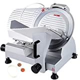 GIOEVO Cortadora eléctrica con hoja de 30 cm de diámetro para carne, verduras, queso, cortadora eléctrica doméstica para salami, verduras, queso, espesor ajustable, cortadora de acero