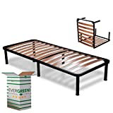 EVERGREENWEB - Somier Desmontable Cuadrado y Medio 120x190 de 35 cm de altura con Listones de Madera Ortopédica Reforzada con Estructura de Hierro de 6 Patas Somier Empotrable ideal para todas las Camas y Colchones