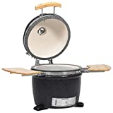 vidaXL Barbacoa Kamado Ahumador Leña y Carbón con Termómetro Ventilador y Tapa Cerámica Cocina Exterior 44 cm