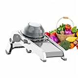 Delgeo Mandolina Cortador de Verduras, 3 en 1 Ajustable Profesional Mandolina rebanadora, Acero Inoxidable Multifuncional Julienne Slicer para Frutas y Verduras, Gris