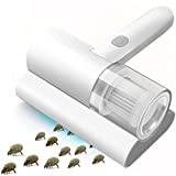 DFANCE Limpiador en espiral de ácaros inalámbrico, Aspirador de mano Limpiador de cama UV, Aspirador portátil Ideal para camas Cojines Sofás y más