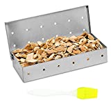 LOPOTIN Caja de Humo para Barbacoa, Ahumador a Gas, Asado a la Parrilla con Aroma Ahumado, Accesorios para Asar Chuleta de Carne Costilla de Cerdo Cepillo de Pescado Jardín al Aire Libre Aceite de Silicona Seguro Fiesta de Verano.
