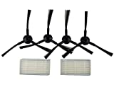 Hannets - Juego de repuesto para aspiradora Medion MD16192 I MD18500 I MD18501 I MD18600, 2 pares de cepillos de repuesto y 2 filtros adecuados para Medion y Ariete