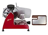 BERKEL - rebanadora Red line 250 + Tabla de cortar de fresno y acero inoxidable (Roja)