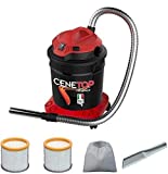 ASPIRADOR DE CENIZAS ELÉCTRICO CENETOP 1200 W - 18 L LIMPIEZA AUTOMÁTICA DE FILTRO con doble filtro, lanza plana