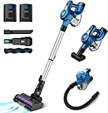 Aspirador inalámbrico INSE 25KPa Fuerte potencia de succión, funcionamiento de hasta 45 minutos, 2 baterías reemplazables, 10 en 1, LED para aspirador sin bolsa
