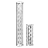CHICIRIS Ahumador cilíndrico desmontable Gran capacidad Fruta Madera Barbacoa Pellet Tubo Ahumador para acampar al aire libre Costillas de cerdo, tocino, perrito caliente, salchichas (S)