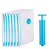 Cevadama Bolsas de vacío reutilizables para ahorrar espacio con bomba, 6 piezas medianas (40 x 60 cm) Bolsas para ropa, edredones, mantas, sábanas, transparente