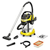 Unidad de succión sólido-líquido Kärcher WD 6 PS V-30/6/22 / T, función de soplado, potencia: 1300 W, recipiente de acero inoxidable: 30 l, manguera de succión: 2,2 m, con enchufe, dos boquillas