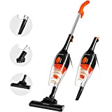 Koticidsin Escoba Eléctrica Con Cable, Aspirador Ciclónico Vertical 2 En 1, Sin Bolsa, (800W / 16Kpa, Filtro HEPA, Para Pisos / Parquet / Pelo De Mascotas) Negro Y Naranja