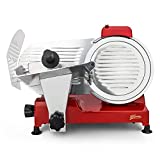Cortafiambres profesional H. Koenig MSX254, imade in Italy hoja Ø 25 cm, espesor 0-12mm, 282 RPM, 240W, rojo