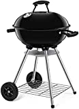 BEAU JARDIN Barbacoa de carbón Redonda 46cm Barbacoa de carbón Barbacoa portátil con 2 ruedas para fiesta al aire libre y acampada familiar numerosa