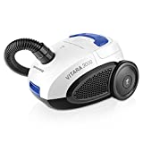 Taurus Vitara 3000 Nueva versión - Aspirador con bolsa de diseño compacto, sistema Energy Eco, filtro lavable, depósito de 2 litros de capacidad, blanco, azul y negro, 700 W, acero inoxidable