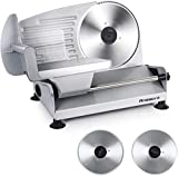 rebanadora eléctrica doméstica 200W, 2 cuchillas de acero inoxidable, fácil de limpiar, rebanadora pequeña con espesor ajustable 0-15 mm, Anescra