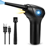 Batería recargable portátil eléctrica de aire comprimido 15 000 mAh, 45 000 RPM, aspirador de aire de 60 W, luz LED, carga rápida USB-C de 10 W, eliminador de polvo de aire inalámbrico para PC, TV, sofá, coche Vulaop