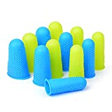 Estuches protectores de dedos de silicona, 12 piezas Protector de dedos Protectores de dedos Adhesivos de cera de resina de pegamento caliente Costura artesanal Costura, etc., 3 tamaños (azul y amarillo)