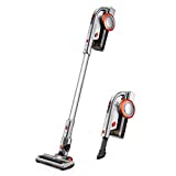 Aspirador doméstico PUPPYOO A9EU, escoba eléctrica sin bolsa y sin cables, 2 potencias ajustables 8KPA/17KPA, batería extraíble, gris y naranja
