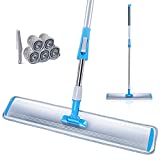 Fregona plana de microfibra con 5 almohadillas y 1 rascador Fregona profesional para limpieza con mango de acero Fregona plana Fregona para pisos de madera, laminados, azulejos Masthome