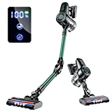 Aspirador Inalámbrico Laresar, Escoba Eléctrica Inalámbrica 25Kpa, Batería Extraíble 35Min, Recipiente Para Polvo Grande 1.5L, Escoba Eléctrica Con Pantalla Y LED, Cian/Negro 【Elite 2】