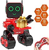 HBUDS okk Robot de juguete para niños, robot educativo con tallo para niños cantando, bailando, hucha integrada, control táctil, grabadora, kit de robot de control remoto recargable regalo (rojo)