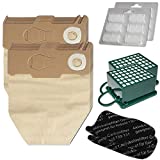 Kit 12 bolsas para aspirador + 12 Perfumes + 2 Filtro HEPA + 2 Filtro de carbón apto para Vorwerk Kobold VK 130 131 SC - VK130, VK131 - FP 130 131 - con papel especial