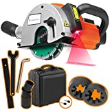 Chaser TIMBERTECH® - 1700W, 4000 rpm, láser guía, 2 cuchillas diamantadas Ø150mm, adaptador para aspiradora, con maletín de transporte - Ranurado de paredes, rieles, cortador de trazado