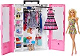 Barbie Fashionistas Dream Closet - Armario Transportable con Muñeca - 3 Vestidos - 2 Zapatos - 2 Bolsos - 2 Collares - Regalo para Niños 3-8 Años
