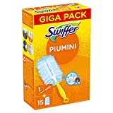 Swiffer Duster Dust Catchers, 1 mango, 15 edredones, atrapa y atrapa el polvo y la suciedad, ideal para pelo de mascotas, tamaño maxi, kit de inicio