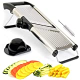 LUVEH - Cortador de Verduras de Cocina Profesional Mandolina en Acero Inoxidable. Cortador de verduras ajustable multifunción. Cepillo de limpieza. Acero inoxidable