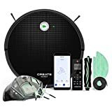 CREATE Netbot S15 - Robot Aspirador 4 en 1, Potencia de Succión 1500 Pa Max, 600ml, Ideal para Pelo de Mascotas, Alfombras y Pisos Duros, Control APP, Alexa, Wifi (Negro 2.0)