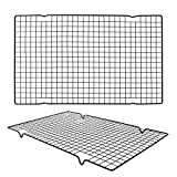 Nimokong Tart Grid, Cake Grid / Cooling Grid / Grate, para galletas / pasteles / asar a la parrilla / fumar (rectángulo negro, 2 piezas)