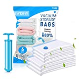 Bolsas de ahorro de espacio, EWEIMA 6 uds. Bolsas de vacío reutilizables de 2 tamaños, bolsas de almacenamiento al vacío con bomba manual para guardar sábanas, almohadas, abrigos, cortinas