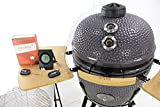 YNNI KAMADO TQTV23GY XL 23' Parrilla, GRIS, Chipfeeder, Fardo, Barbacoa, Cerámica, Huevo, Ahumador, TQTV23GY