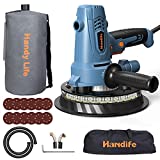 Lijadora de pared, lijadora en seco Handife 800W 1200-2300 RPM, recolección automática de polvo, con doble cubierta LED, 12 discos abrasivos de 180 mm, manguera flexible y 2 cepillos de carbón