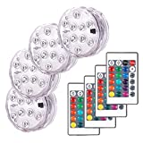 4 piezas de luz LED sumergible con control remoto, luz LED sumergible, impermeable, intermitente, luminoso para bodas, fiestas, piscinas, decoración de peceras