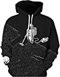 Unisex Galaxy HD Hoodies 3D Animal Cartoon Printed Pullover con bolsillos Deportes y ocio (aspiradora, S / M)