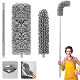 Plumero extensible Tencoz, plumero telescópico de microfibra aleatoria con mango de acero inoxidable de 2,5 m, edredón lavable y ligero para cortina de ventilador de tela de araña de techo