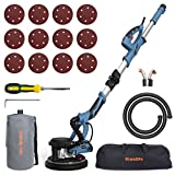 Lijadora de pared, Handife 800W Lijadora en seco plegable 800-1800RPM, recolección automática de polvo, con doble cubierta LED, 12 discos abrasivos de 225 mm, manguera flexible y 2 escobillas de carbón