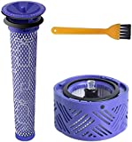 Blue Power Post Filter V6 & Pre Filter Replacement V6 V7 V8, Kit de filtro para aspiradora Dyson V6 Series, lavable y reutilizable, piezas de repuesto # DY-966912-03 (juego de 3, con cepillo de limpieza)