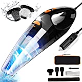 AOKBON Aspirador de Coche 3 en 1 Potente Mini Aspirador 8500PA 120W Mini Aspirador de Mano con Luz LED Mini Aspirador Filtro HEPA Acero Inoxidable Húmedo y Seco Naranja
